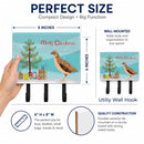 Golden Phoenix Quail Christmas Leash or Key Holder Wall Hooks, Coat Rack Wall Mount, for Hanging Keys, Towels, Aprons, Leashes