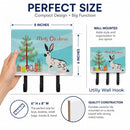 English Spot Rabbit Christmas Leash or Key Holder Wall Hooks, Coat Rack Wall Mount, for Hanging Keys, Towels, Aprons, Leashes