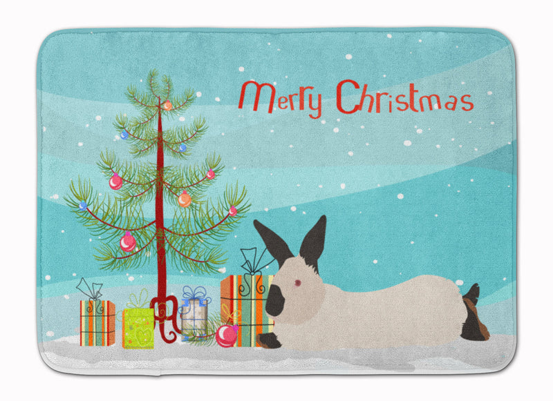 California White Rabbit Christmas Machine Washable Memory Foam Mat BB9334RUG