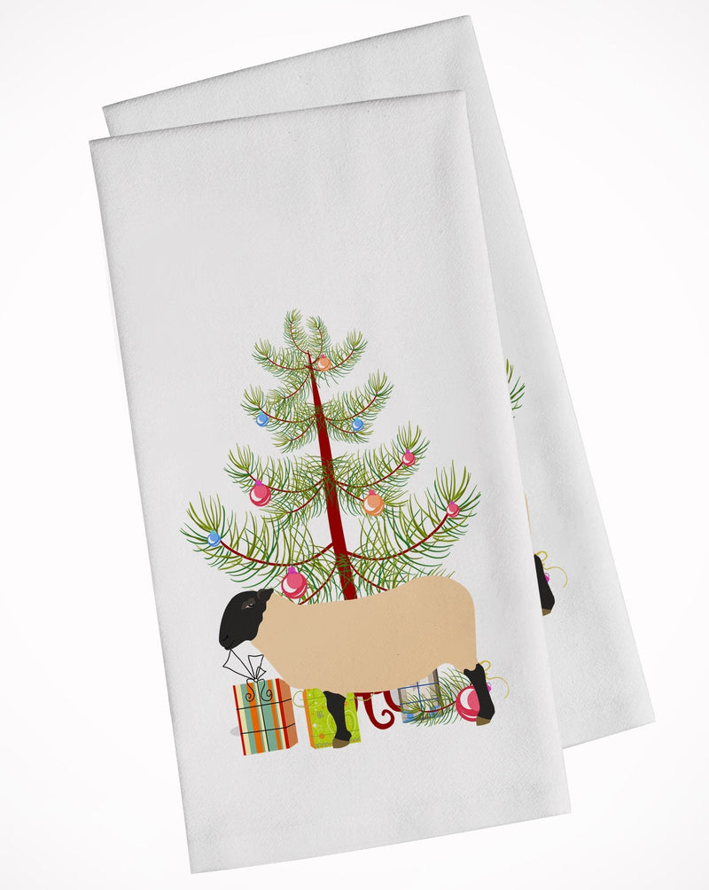 Suffolk Sheep Christmas White Kitchen Towel Set of 2 BB9339WTKT