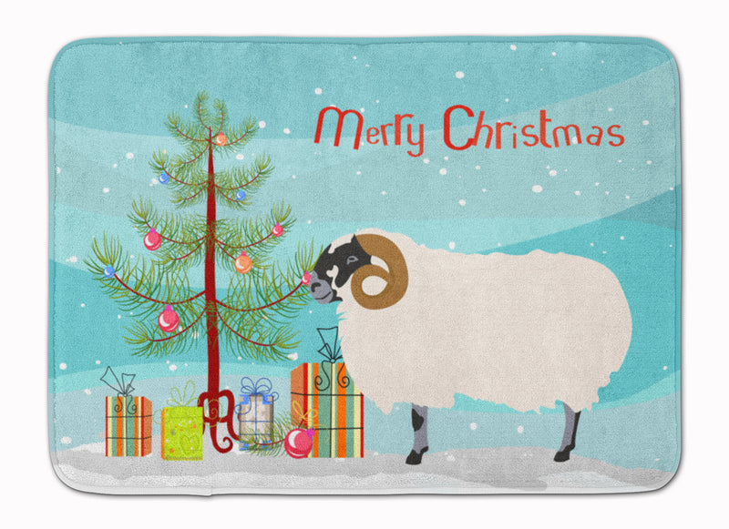 Scottish Blackface Sheep Christmas Machine Washable Memory Foam Mat BB9340RUG