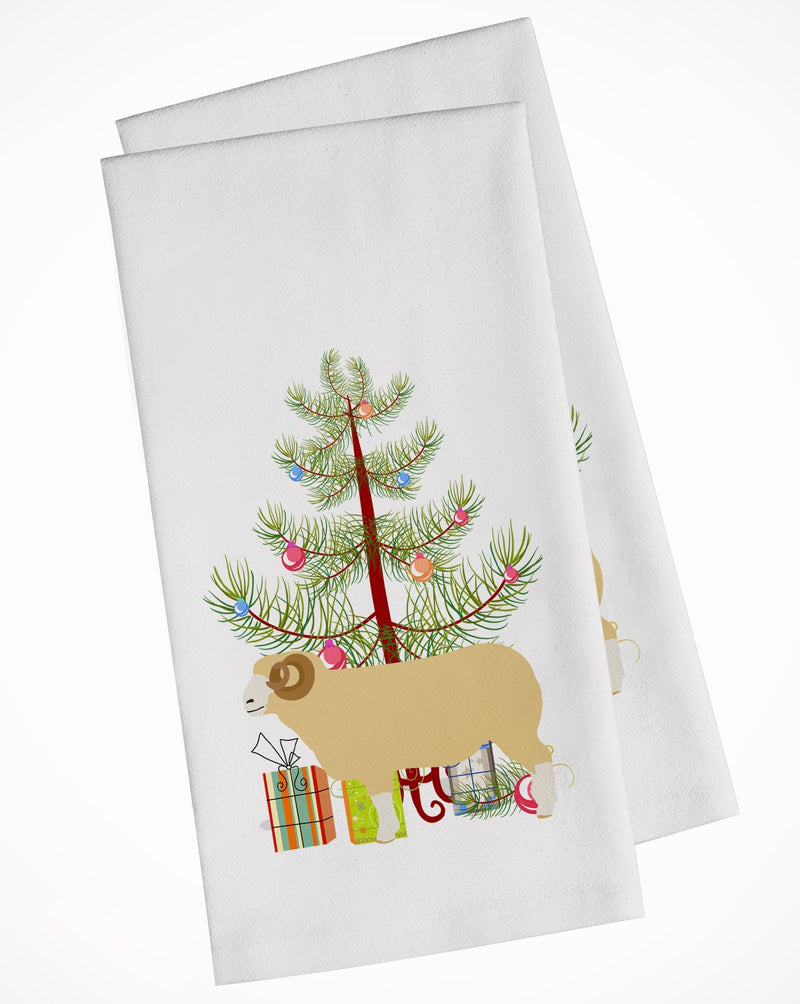 Horned Dorset Sheep Christmas White Kitchen Towel Set of 2 BB9347WTKT