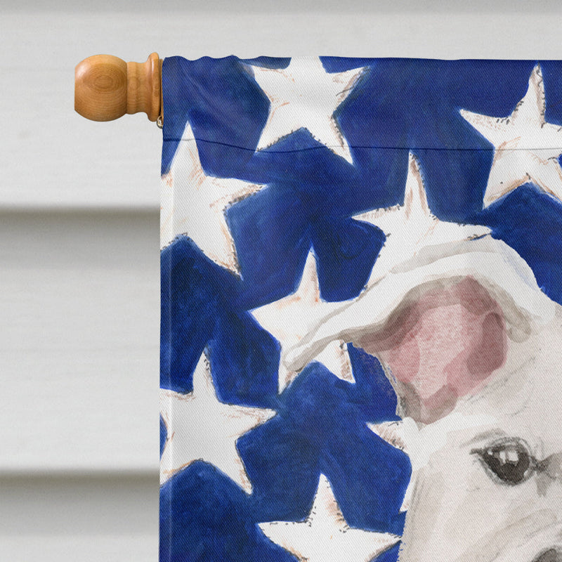 White Staffie Bull Terrier Patriotic Flag Canvas House Size BB9361CHF