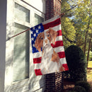 Brittany Spaniel Patriotic House Flag 28x40 Porch Sleeve Pole Decorative Outside Yard Banner Artwork Wall Hanging, Polyester