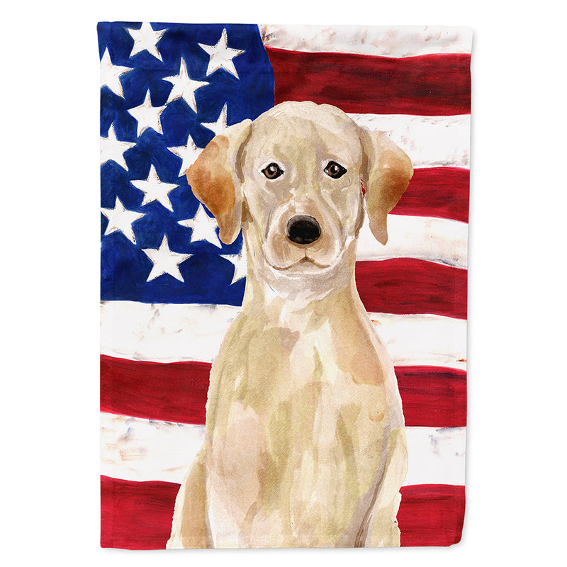 Yellow Labrador Patriotic Flag Canvas House Size BB9366CHF