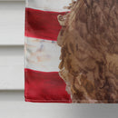 Brown Cockapoo Patriotic House Flag 28x40 Porch Sleeve Pole Decorative Outside Yard Banner Artwork Wall Hanging, Polyester