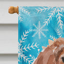 Brittany Spaniel Winter House Flag 28x40 Porch Sleeve Pole Decorative Outside Yard Banner Artwork Wall Hanging, Polyester