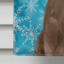 Chocolate Labrador Winter House Flag 28x40 Porch Sleeve Pole Decorative Outside Yard Banner Artwork Wall Hanging, Polyester