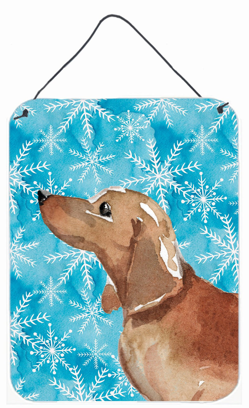 Red Tan Dachshund Winter Wall or Door Hanging Prints BB9441DS1216