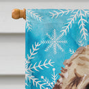 Brown Cockapoo Winter House Flag 28x40 Porch Sleeve Pole Decorative Outside Yard Banner Artwork Wall Hanging, Polyester