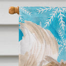 Pomeranian Winter House Flag 28x40 Porch Sleeve Pole Decorative Outside Yard Banner Artwork Wall Hanging, Polyester