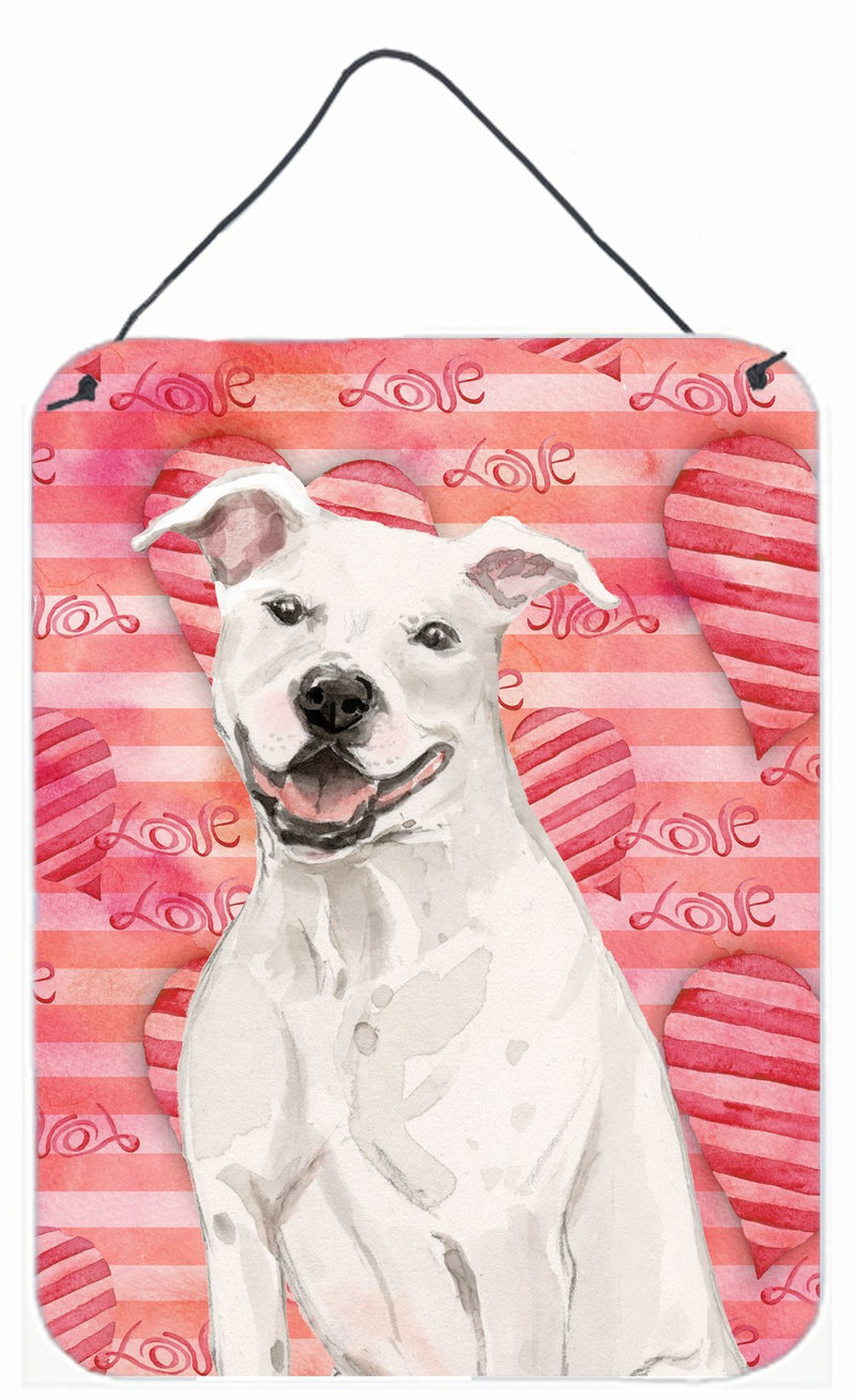 White Staffie Bull Terrier Love Wall or Door Hanging Prints BB9466DS1216