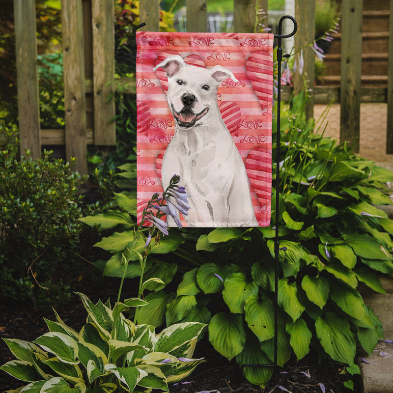 White Staffie Bull Terrier Love Flag Garden Size BB9466GF