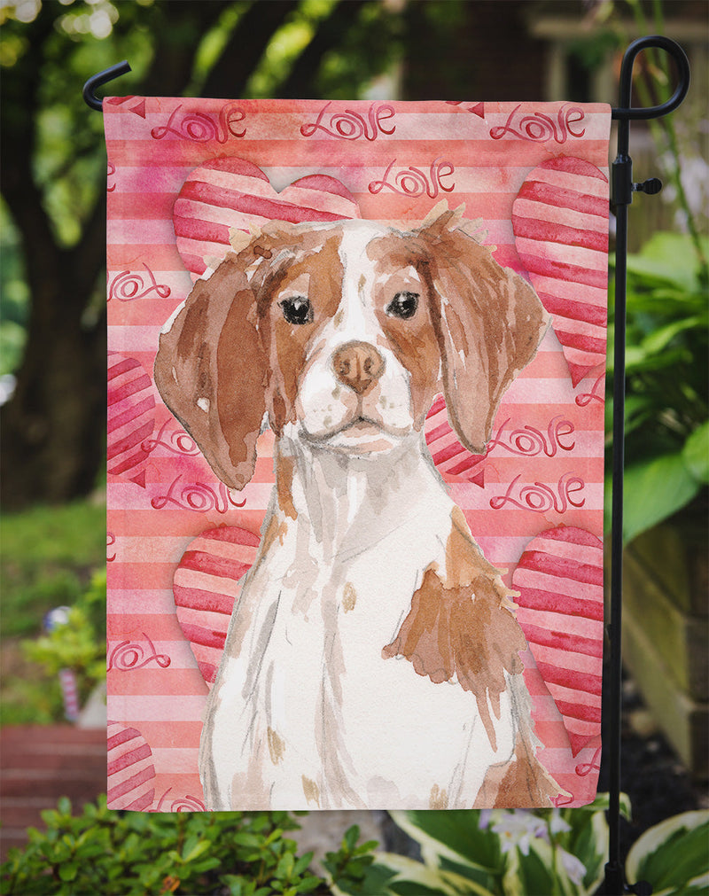 Brittany Spaniel Love Garden Flag - Outdoor Decorative Yard Flag BB9469GF
