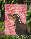 Black and Tan Dachshund Love Garden Flag - Outdoor Decorative Yard Flag BB9475GF