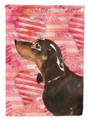 Black and Tan Dachshund Love Garden Flag - Outdoor Decorative Yard Flag BB9475GF