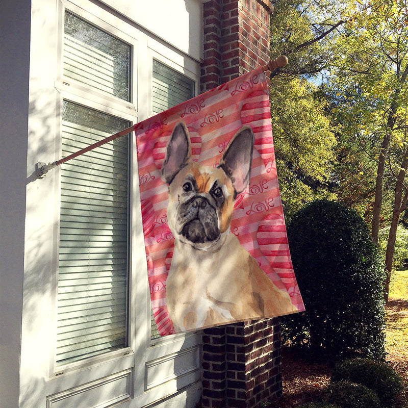 Fawn French Bulldog Love Flag Canvas House Size BB9487CHF