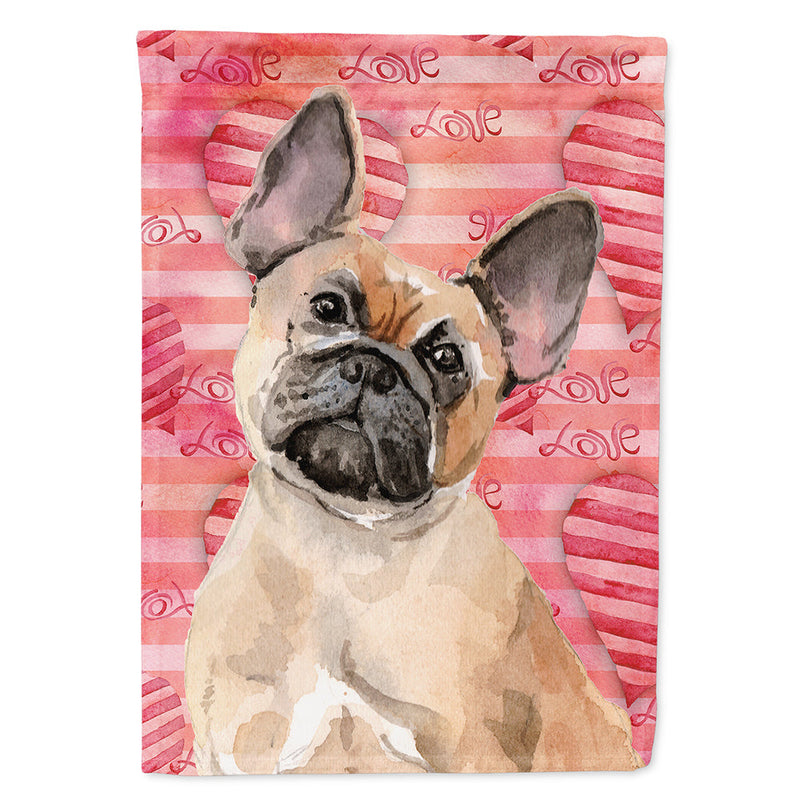 Fawn French Bulldog Love Flag Canvas House Size BB9487CHF
