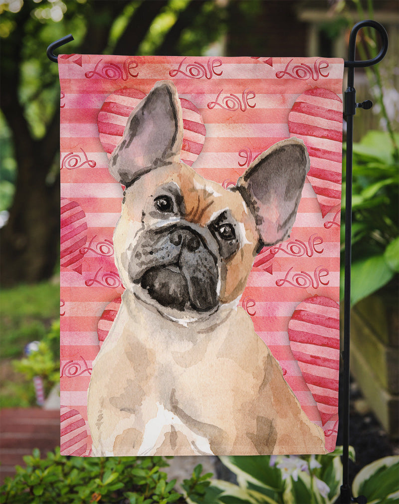 Fawn French Bulldog Love Garden Flag - Outdoor Decorative Yard Flag BB9487GF