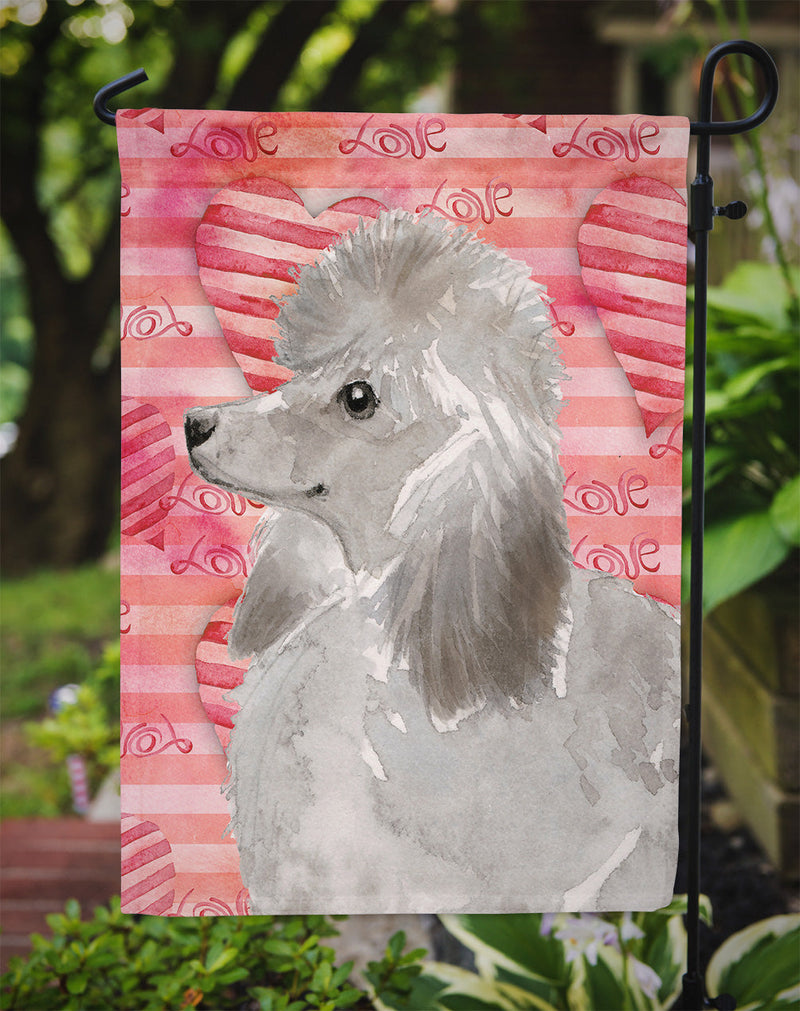 Grey Standard Poodle Love Garden Flag - Outdoor Decorative Yard Flag BB9490GF