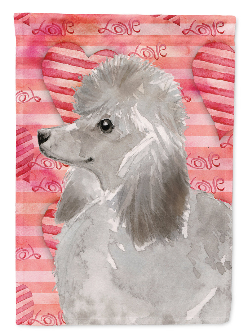 Grey Standard Poodle Love Garden Flag - Outdoor Decorative Yard Flag BB9490GF