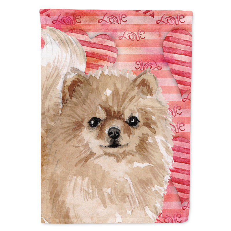 Pomeranian Love Flag Canvas House Size BB9495CHF