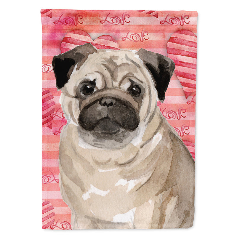 Fawn Pug Love Flag Canvas House Size BB9496CHF