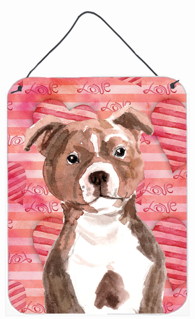 Red Staffie Bull Terrier Love Wall or Door Hanging Prints BB9497DS1216