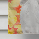 White Standard Poodle Fall House Flag 28x40 Porch Sleeve Pole Decorative Outside Yard Banner Artwork Wall Hanging, Polyester