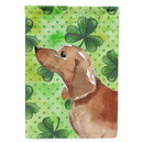 Red Tan Dachshund St. Patrick's House Flag 28x40 Porch Sleeve Pole Decorative Outside Yard Banner Artwork Wall Hanging, Polyester