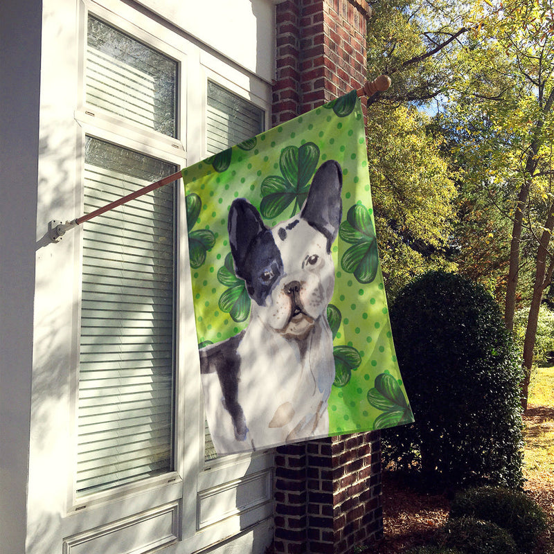 Black White French Bulldog St. Patrick's Flag Canvas House Size BB9547CHF