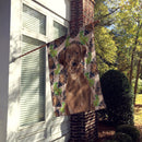 Chocolate Labrador Pine Cones House Flag 28x40 Porch Sleeve Pole Decorative Outside Yard Banner Artwork Wall Hanging, Polyester