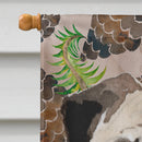Fawn Pug Pine Cones House Flag 28x40 Porch Sleeve Pole Decorative Outside Yard Banner Artwork Wall Hanging, Polyester