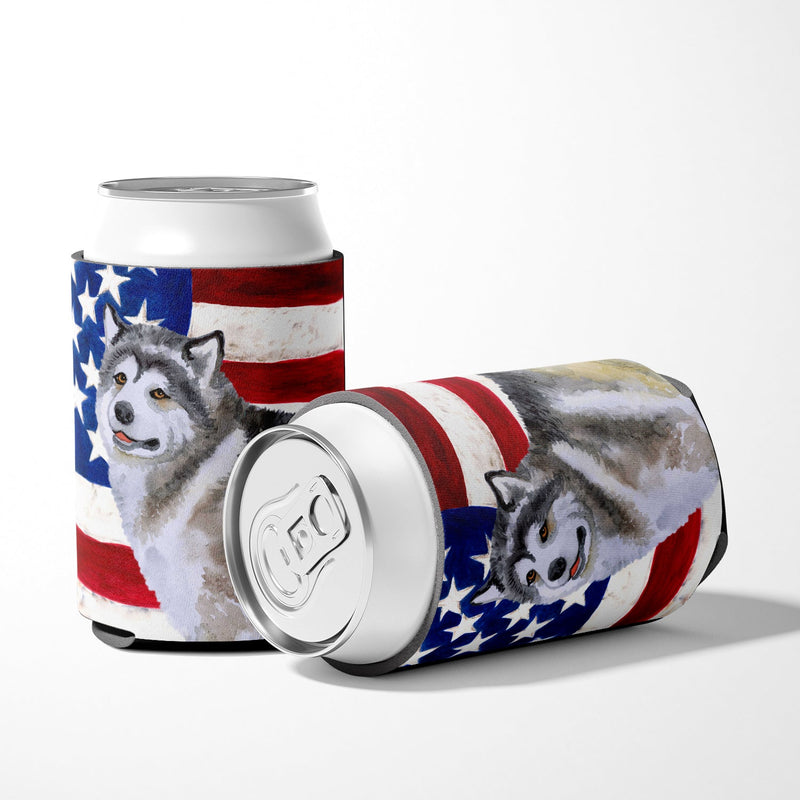 Alaskan Malamute Patriotic Can or Bottle Hugger BB9638CC