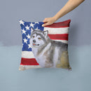 Alaskan Malamute Patriotic Throw Pillow - 14x14 Decorative Pillow – Art for Your Home & Patio BB9638PW1414