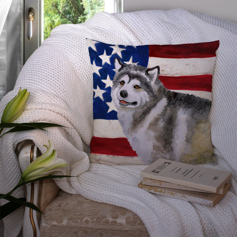 Alaskan Malamute Patriotic Fabric Decorative Pillow BB9638PW1414