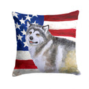 Alaskan Malamute Patriotic Throw Pillow - 14x14 Decorative Pillow – Art for Your Home & Patio BB9638PW1414