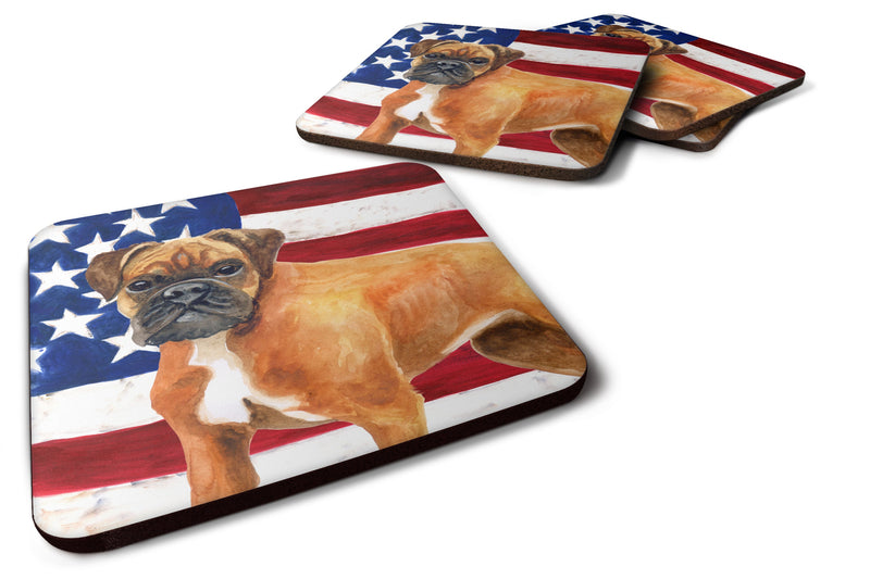 German Boxer Patriotic Foam Coaster Set of 4 BB9640FC