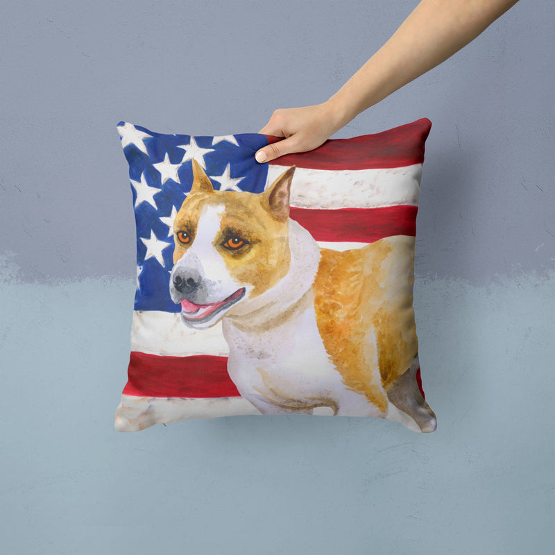 American Staffordshire Patriotic Throw Pillow - 14x14 Decorative Pillow – Art for Your Home & Patio BB9644PW1414
