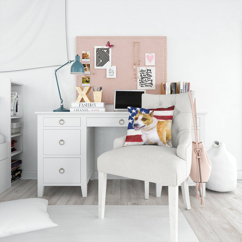 American Staffordshire Patriotic Throw Pillow - 14x14 Decorative Pillow – Art for Your Home & Patio BB9644PW1414