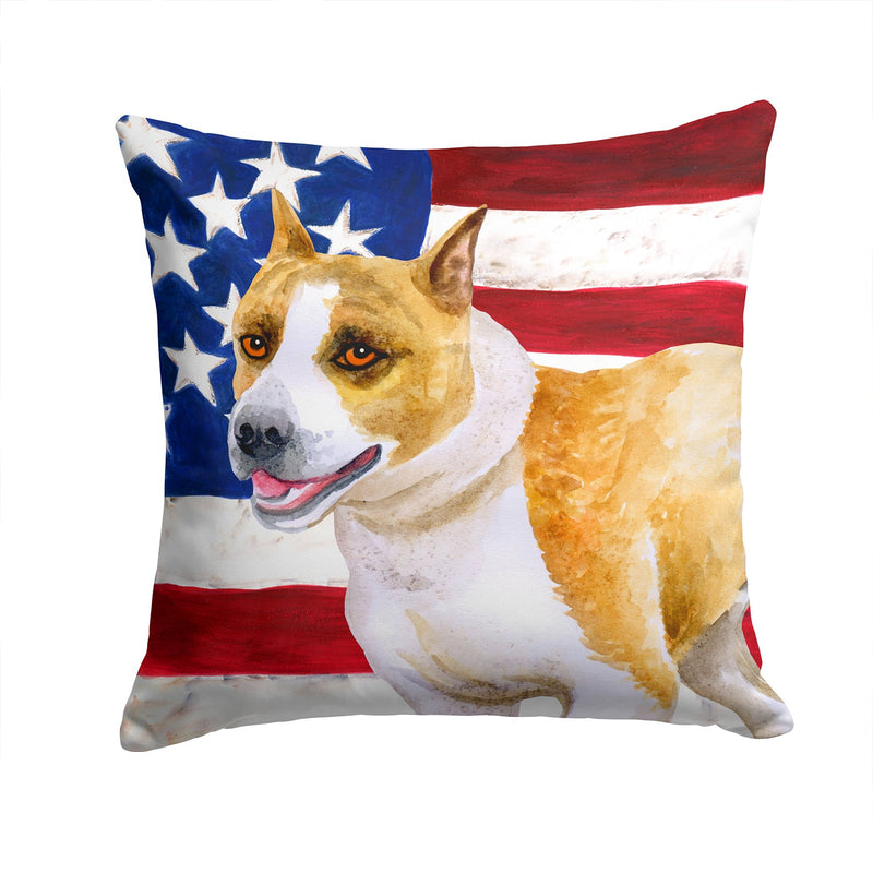 American Staffordshire Patriotic Throw Pillow - 14x14 Decorative Pillow – Art for Your Home & Patio BB9644PW1414