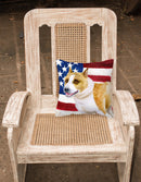 American Staffordshire Patriotic Fabric Decorative Pillow BB9644PW1818