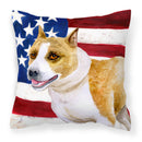 American Staffordshire Patriotic Fabric Decorative Pillow BB9644PW1818