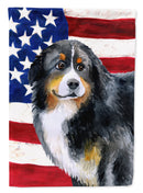 Bernese Mountain Dog Patriotic House Flag 28x40 Porch Sleeve Pole Decorative Outside Yard Banner Artwork Wall Hanging, Polyester