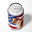 Smooth Fox Terrier Patriotic Can or Bottle Hugger Cooler Sleeve for Standard 12 oz Cans, Insulated Foam Beer & Soda Can Hugger Reusable