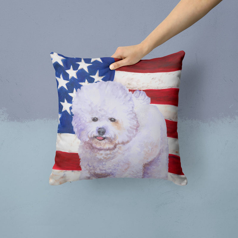 Bichon Frise Patriotic Fabric Decorative Pillow BB9648PW1414