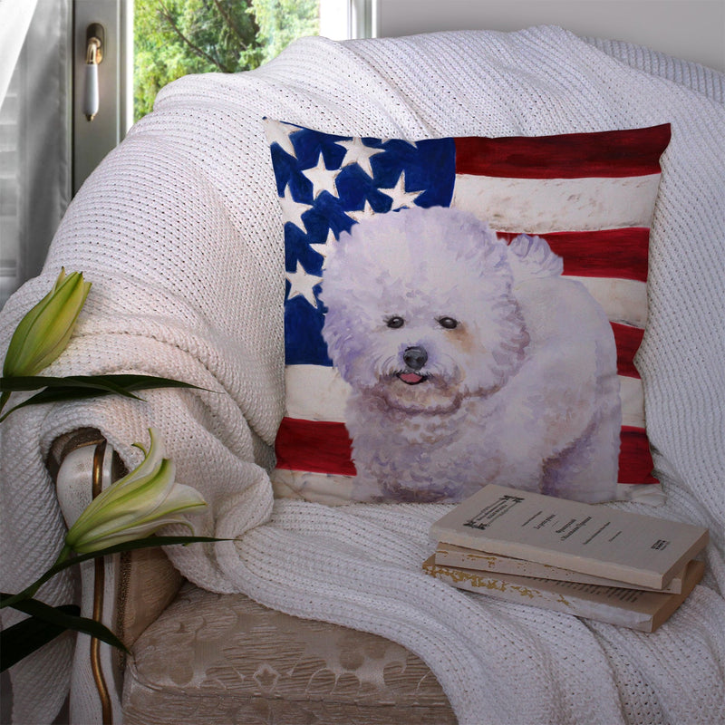 Bichon Frise Patriotic Fabric Decorative Pillow BB9648PW1414