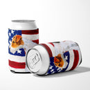 Fox Terrier Patriotic Can or Bottle Hugger Cooler Sleeve for Standard 12 oz Cans, Insulated Foam Beer & Soda Can Hugger Reusable