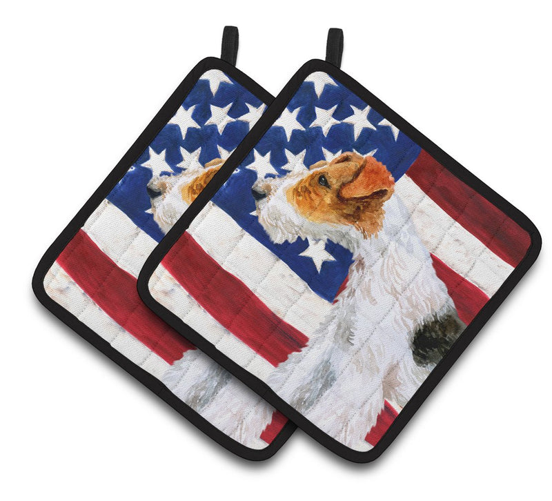 Fox Terrier Patriotic Pair of Pot Holders BB9650PTHD