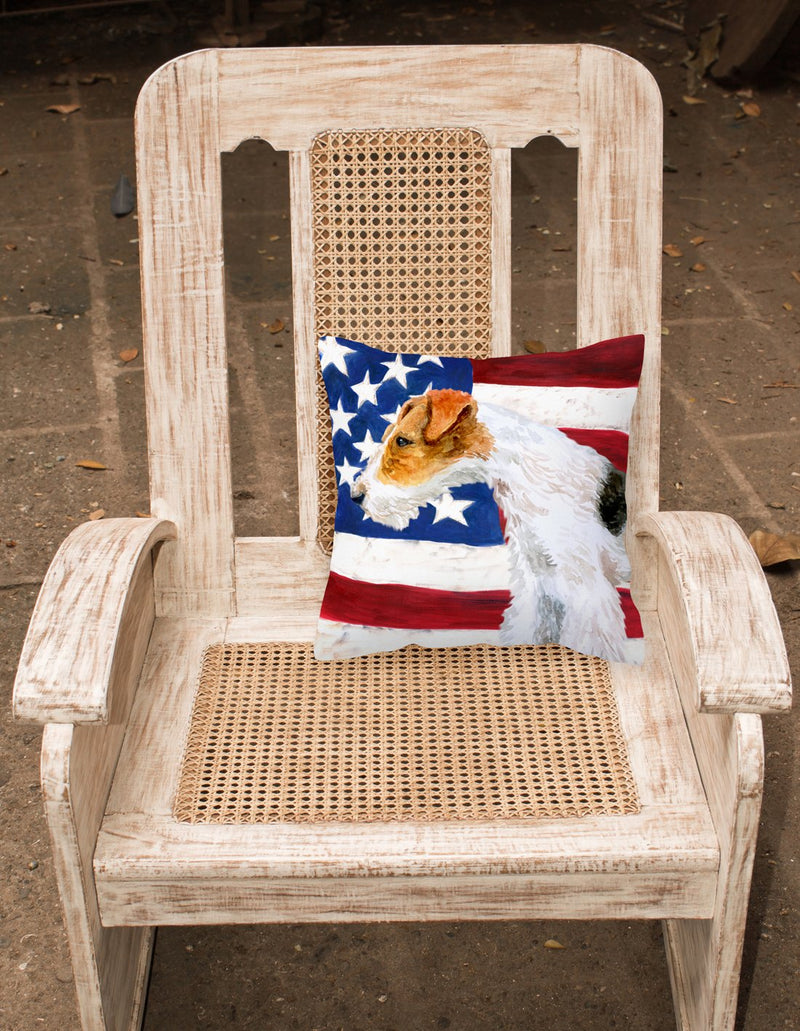 Fox Terrier Patriotic Fabric Decorative Pillow BB9650PW1818